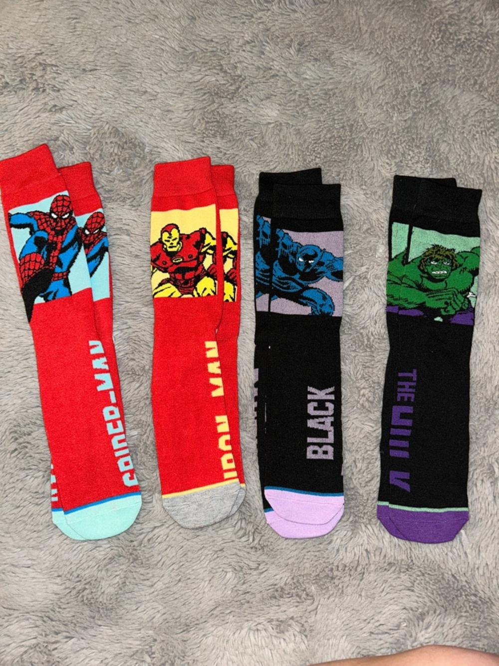 Women’s Marvel Character Crew Socks - 4-Pack (Red, Black, Green)